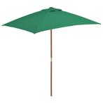 vidaXL Parasol met houten paal 150x200 cm groen, Verzenden, Nieuw