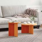 vidaXL Salontafel 2 pcs Wasbruin 49 x 49 x 28 cm Massief, Huis en Inrichting, Tafels | Salontafels, Minder dan 50 cm, Verzenden