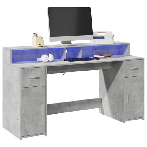 vidaXL Bureau met LED-verlichting 160x55x91 cm bewerkt hout, Huis en Inrichting, Bureaus, Nieuw, Verzenden