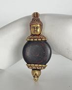 Tibetaanse messing inleg, oud Achat Dzi, met de hand