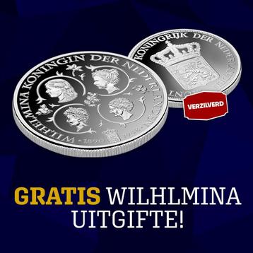 GRATIS WILHELMINA 4 MUNTPORTRETTEN HERDENKINGSUITGIFTE beschikbaar voor biedingen