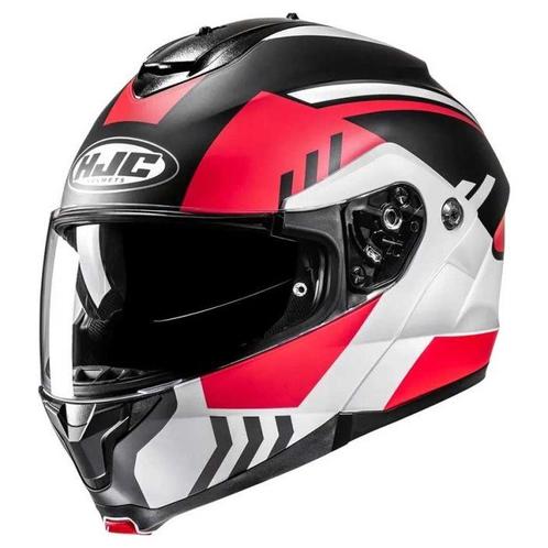 HJC C91N Kaon - Wit / Rood, Motoren, Kleding | Motorhelmen, L, HJC, Systeemhelm, Verzenden