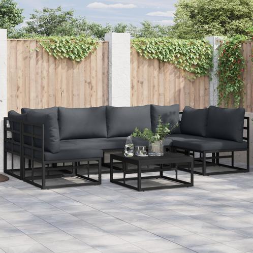 vidaXL Tuin Sofa Set met kussen met kussen 7 pcs Zwart 70 x, Tuin en Terras, Tuinsets en Loungesets, Nieuw, Aluminium, Verzenden
