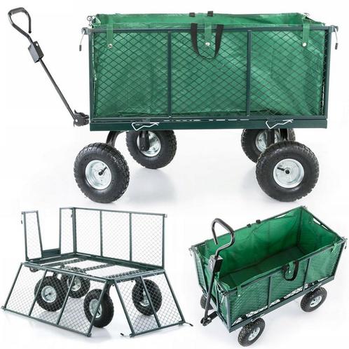 Stevige Tuinkar met Uitneembare Zak - Tot 450 kg - Groen, Caravans en Kamperen, Bolderkarren, Opvouwbaar, Nieuw, Ophalen of Verzenden