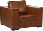 Cognac leren landelijke fauteuil - poot hout zwart - Granada, Huis en Inrichting, Banken | Bankstellen, Eenpersoons, Nieuw, Ophalen of Verzenden