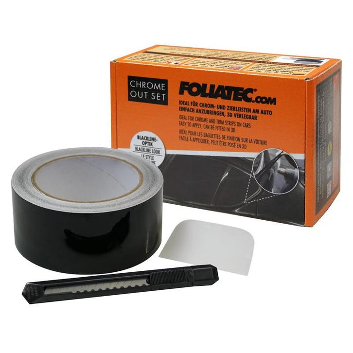 Foliatec Chrome Out Set Zwart Glanzend - Folie strip 5cm, Auto-onderdelen, Carrosserie en Plaatwerk, Ophalen of Verzenden