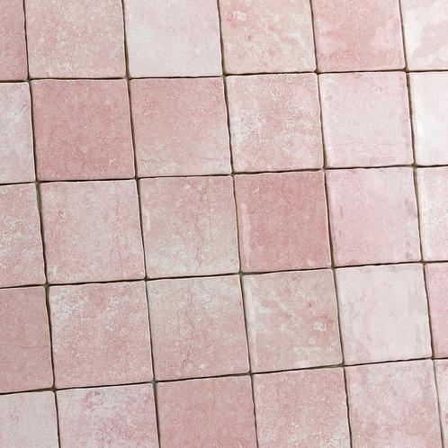 Pink handvorm tegels glans roze 10x10 met schakering-0,76m², Doe-het-zelf en Verbouw, Tegels, Nieuw, Verzenden