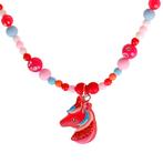 Kinderketting - Eenhoorn Rood - Gekleurde Kraaltjes met Stra, Sieraden, Tassen en Uiterlijk, Kettingen, Nieuw, Ophalen of Verzenden