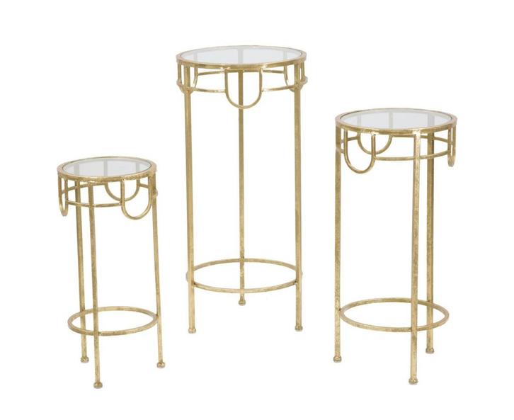 TV-HOUDER GOUD SET VAN 3 STUKS CM Ø 33X70-28X60-23X50, Huis en Inrichting, Tafels | Sidetables, Ophalen of Verzenden
