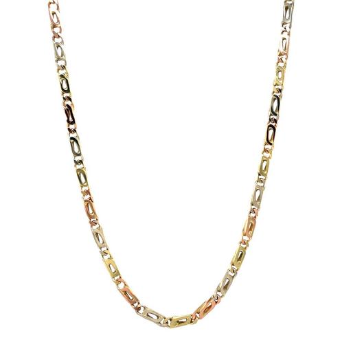 Tricolour gouden valkenoog collier 44 cm 14 karaat, Sieraden, Tassen en Uiterlijk, Kettingen, Goud, Zo goed als nieuw, Verzenden