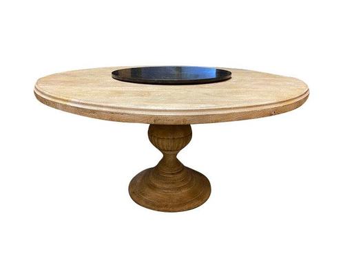 Ronde mango eettafel met bolpoot + marmeren draaischijf 130, Huis en Inrichting, Tafels | Eettafels, Nieuw, Ophalen of Verzenden