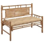 vidaXL Tuinbank met kussen 120 cm bamboe, Tuin en Terras, Tuinbanken, Verzenden, Nieuw, Hout