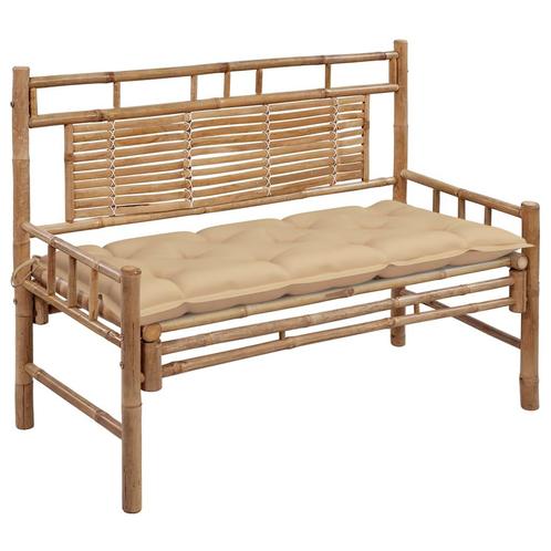 vidaXL Tuinbank met kussen 120 cm bamboe, Tuin en Terras, Tuinbanken, Nieuw, Hout, Verzenden