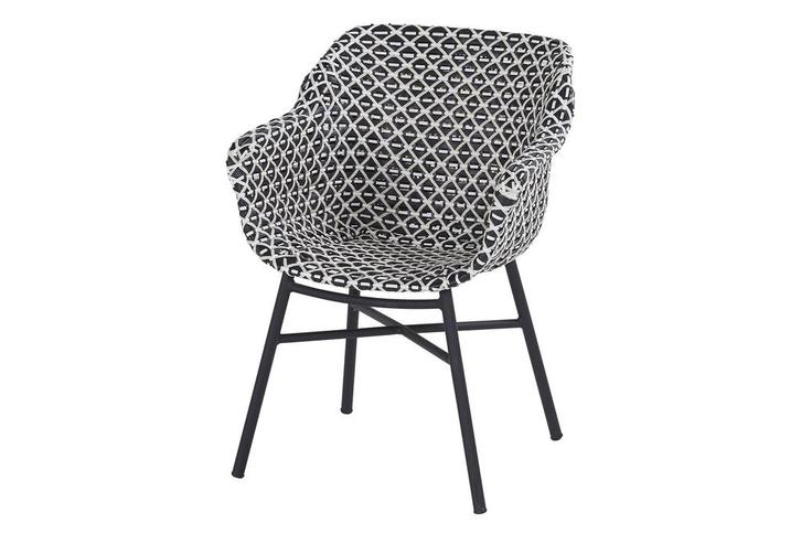 Hartman Delphine dining tuinstoel - Zwart/Wit, Tuin en Terras, Tuinstoelen, Nieuw, Overige materialen, Verzenden