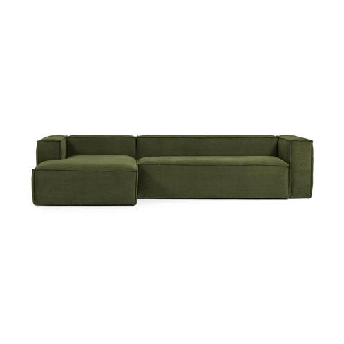*WOONWINKEL* Kave Home Blok Groene Hoekbank Ribstof 330 Cm R, Huis en Inrichting, Banken | Bankstellen, Nieuw, Verzenden