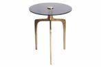 Ronde bijzettafel ABSTRACT 60cm messing goud metalen poten, Ophalen of Verzenden, Nieuw