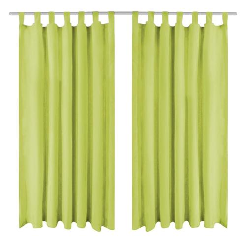 vidaXL Micro-satijnen gordijnen met lussen 140x175 cm groen, Huis en Inrichting, Stoffering | Gordijnen en Lamellen, Groen, Nieuw