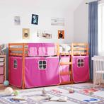 vidaXL Stapelbed met gordijnen 80x200 cm grenenhout roze, Huis en Inrichting, Eenpersoons, Verzenden, Nieuw, 80 cm