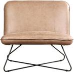 Taupe leren industriële fauteuils zonder armleuning - Vinta, Huis en Inrichting, Nieuw, Ophalen of Verzenden, 75 tot 100 cm, Leer