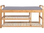 Bankje - Arch Double Shelf - Bamboe - Grijze stof, Verzenden, Nieuw