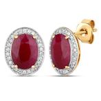 Oorbellen - 14 karaat Geel goud - 3.97ct. tw. Robijn -, Sieraden, Tassen en Uiterlijk, Oorbellen, Nieuw