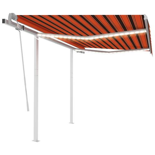 vidaXL Luifel handmatig uittrekbaar met LED 3x2,5 m oranje, Tuin en Terras, Zonneschermen, Nieuw, Verzenden