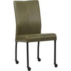 Leren eetkamerstoel Comfort met wieltjes - Granada Moss, Overige kleuren, Nieuw, Leer, Ophalen of Verzenden