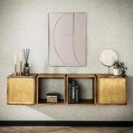 *WOONWINKEL* Hangende Kast Hout En Goud, Huis en Inrichting, Tafels | Sidetables, Verzenden, Nieuw