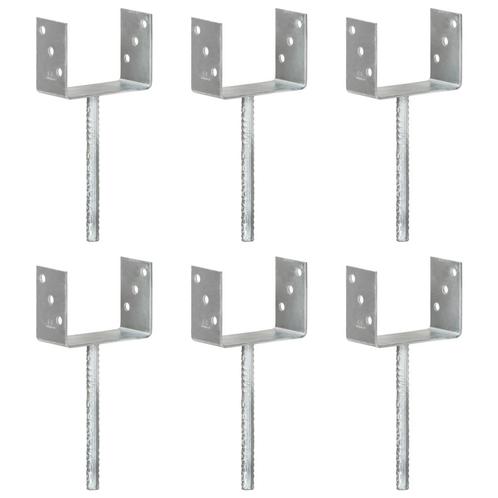 vidaXL Grondankers 6 st 14x6x30 cm gegalvaniseerd staal, Doe-het-zelf en Verbouw, IJzerwaren en Bevestigingsmiddelen, Nieuw, Verzenden