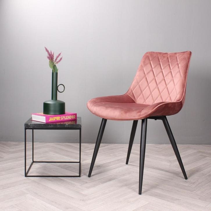 Eetkamerstoel zonder armleuning | Velvet | Roze | DS4U, Huis en Inrichting, Stoelen, Nieuw, Ophalen of Verzenden