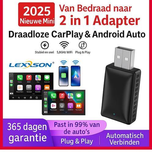 Draadloze CarPlay & Android Auto Dongle – USB-A & USB-C – Pl, Auto diversen, Auto-accessoires, Nieuw, Verzenden
