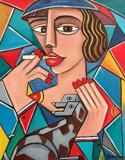olena blinnikova - OIL PAINTING - Various Faces - NO Reserve, Antiek en Kunst, Kunst | Schilderijen | Modern