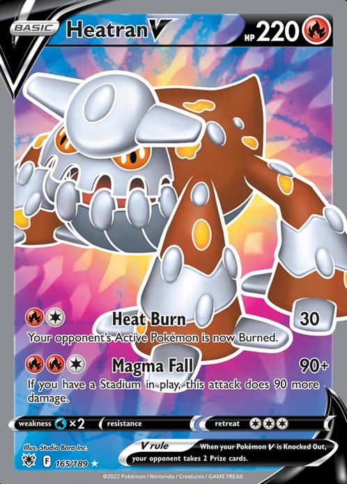 Heatran V 165/189 Astral Radiance, Hobby en Vrije tijd, Verzamelkaartspellen | Pokémon, Losse kaart, Nieuw, Foil, Ophalen of Verzenden