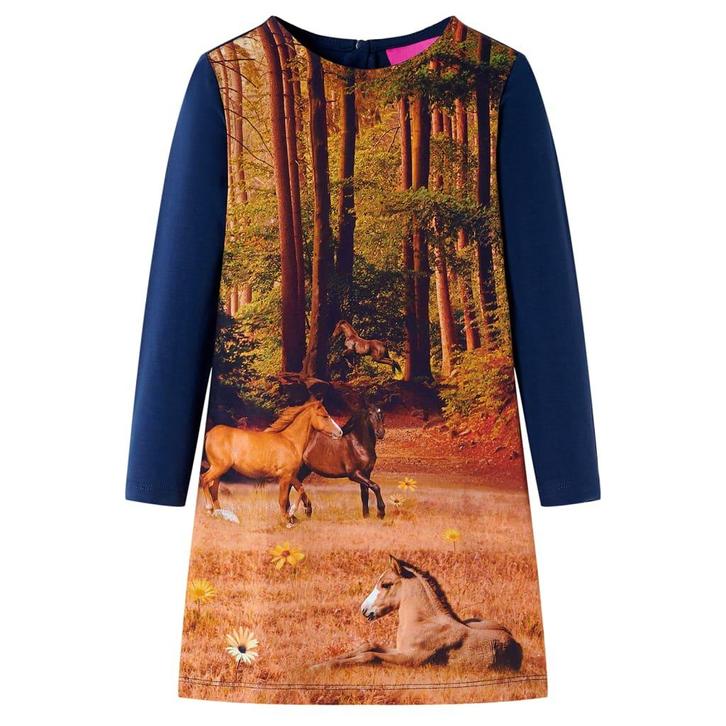 vidaXL Kinderjurk met lange mouwen 128 marineblauw, Kinderen en Baby's, Kinderkleding | Overige, Nieuw, Verzenden