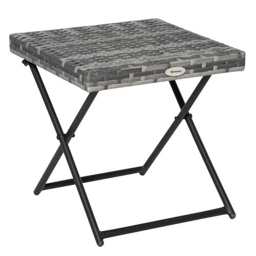 TRUUSK Poly Rotan Bijzettafel Tuintafel Opklapbare Salontafe, Tuin en Terras, Tuintafels, Nieuw, Verzenden