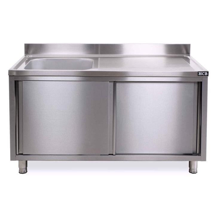 HCB Spoeltafel - enkele spoelbak links - schuifdeuren - 140, Zakelijke goederen, Horeca | Meubilair en Inrichting, Overige typen