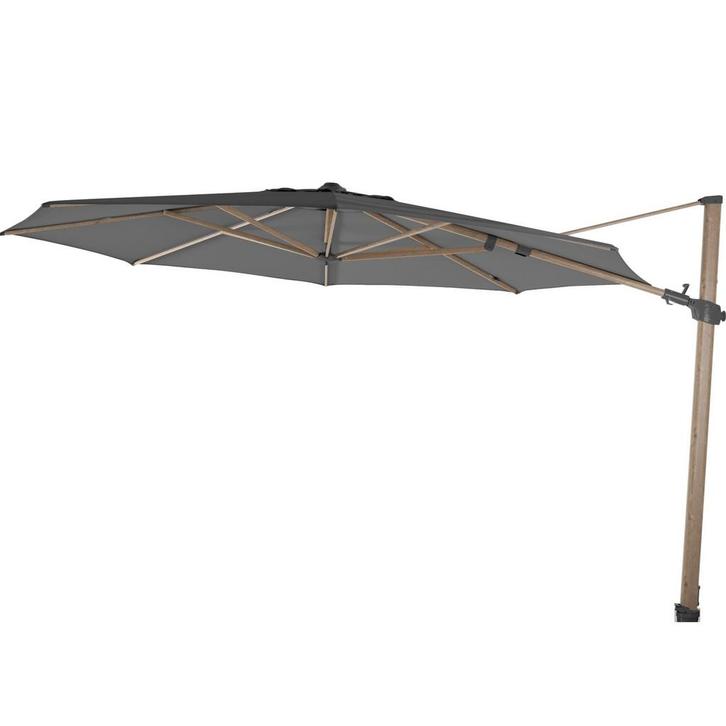 Siesta premium zweefparasol 350 cmØ houtlook frame charcoal, Tuin en Terras, Parasols, Nieuw, Ophalen of Verzenden