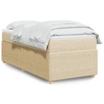 vidaXL Boxspring met matras stof crèmekleurig 90x200 cm, Huis en Inrichting, Slaapkamer | Bedden, 90 cm, Eenpersoons, Verzenden