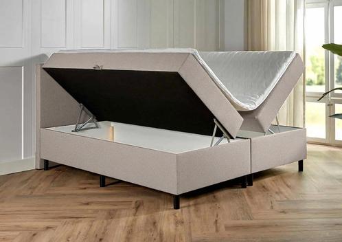 Boxspring met opbergruimte Bologna 160 200 Beige, Huis en Inrichting, Slaapkamer | Boxsprings, 160 cm, 200 cm, Beige, Tweepersoons