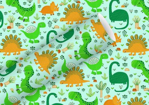 Inpakpapier 2mx70cm Funny Dinos softmint, Hobby en Vrije tijd, Knutselen, Overige typen, Nieuw, Ophalen of Verzenden