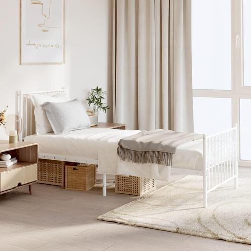 vidaXL Bedframe met hoofd- en voeteneinde metaal wit 80x200, Huis en Inrichting, Slaapkamer | Bedden, 80 cm, 200 cm, Wit, Eenpersoons