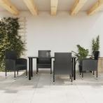 vidaXL 5-delige Tuinset poly rattan en staal zwart, 4 zitplaatsen, Nieuw, Tuinset, Verzenden