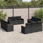 vidaXL 12-delige Loungeset met kussens poly rattan zwart, Tuin en Terras, Tuinsets en Loungesets, Verzenden, Nieuw, Rotan, Loungeset