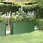 vidaXL Plantenbak 152x40x68 cm gepoedercoat staal groen, Tuin en Terras, Bloempotten, Verzenden, Nieuw