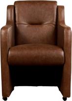 Bruine leren landelijke eetkamerfauteuil - Vintage Leer Brow, Overige kleuren, Nieuw, Leer, Ophalen of Verzenden