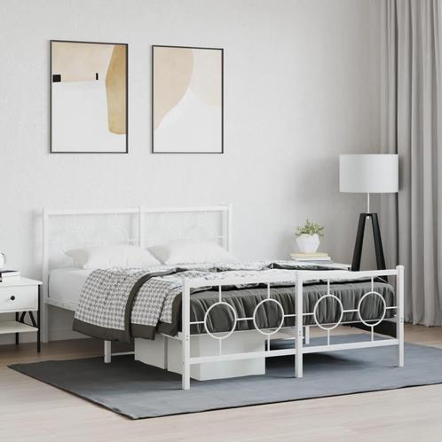 vidaXL Bedframe met hoofd- en voeteneinde metaal wit 140x200, Huis en Inrichting, Slaapkamer | Bedden, 140 cm, 200 cm, Wit, Tweepersoons