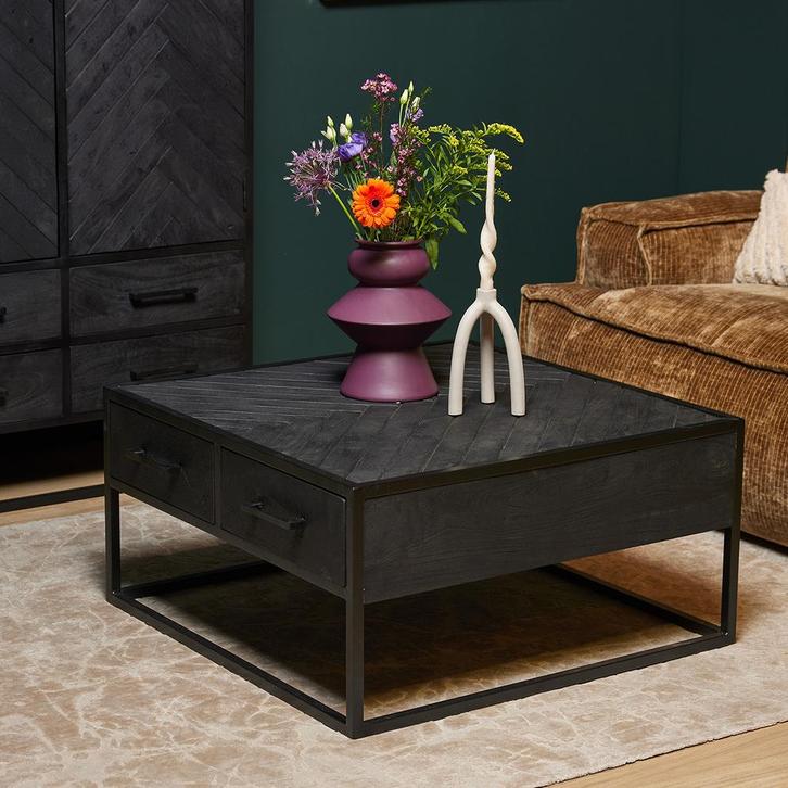 *WOONWINKEL* Starfurn New York Vierkante Salontafel Zwart Vi, Huis en Inrichting, Tafels | Salontafels, Nieuw, Verzenden