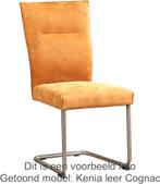 Set van 6 Rode leren   - poot rond rvs - Toledo Leer Siegels, Nieuw, Vijf, Zes of meer stoelen, Modern, Leer