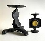 Kandelaar - Gietijzer - Twee zware massief, Antiek en Kunst