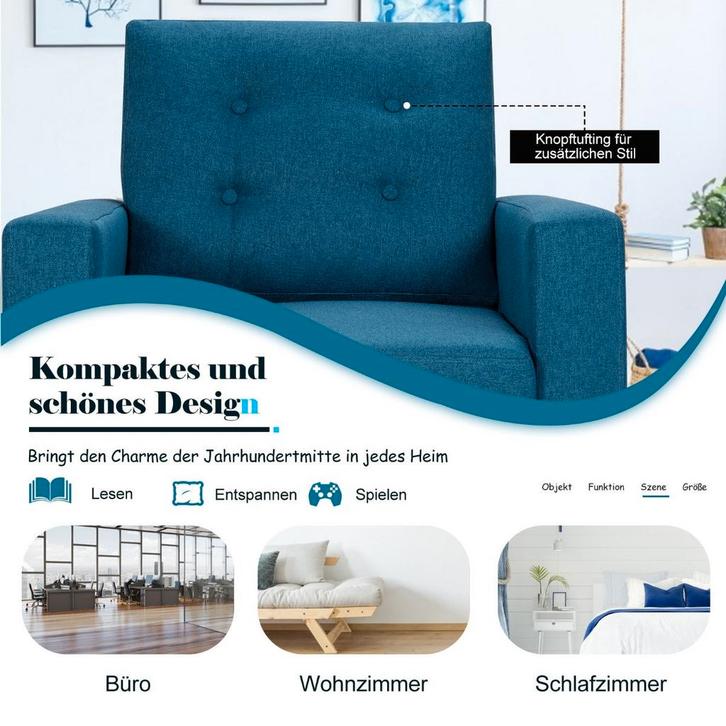 2dekans | Coast fauteuil met 2 zijpokken van de vleugel met, Huis en Inrichting, Stoelen, Blauw, Zo goed als nieuw, Ophalen of Verzenden